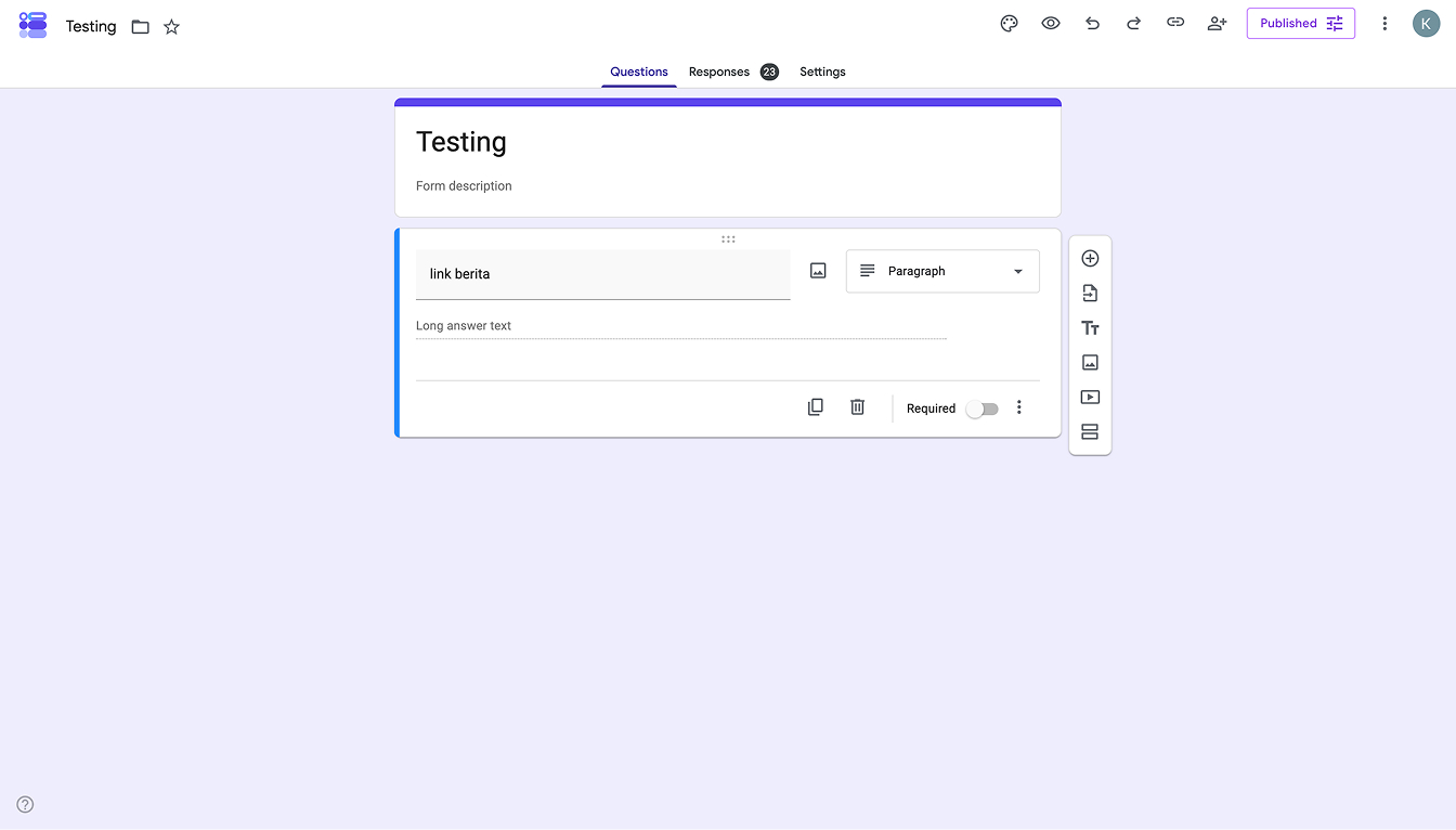 Google Form Input & Monitoring